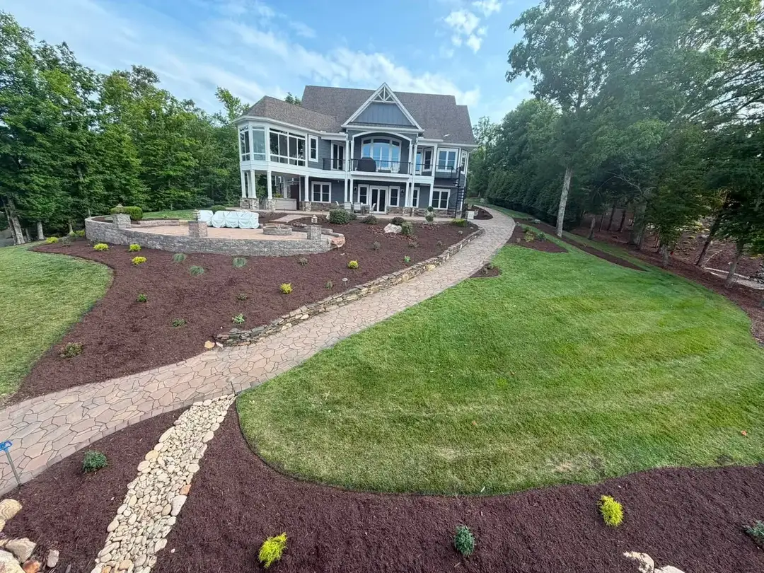 Completed lake-house landscape transformation