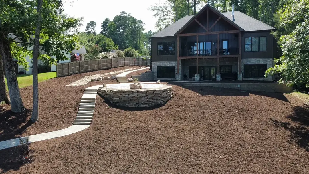 Lakefront retreat viewed from above